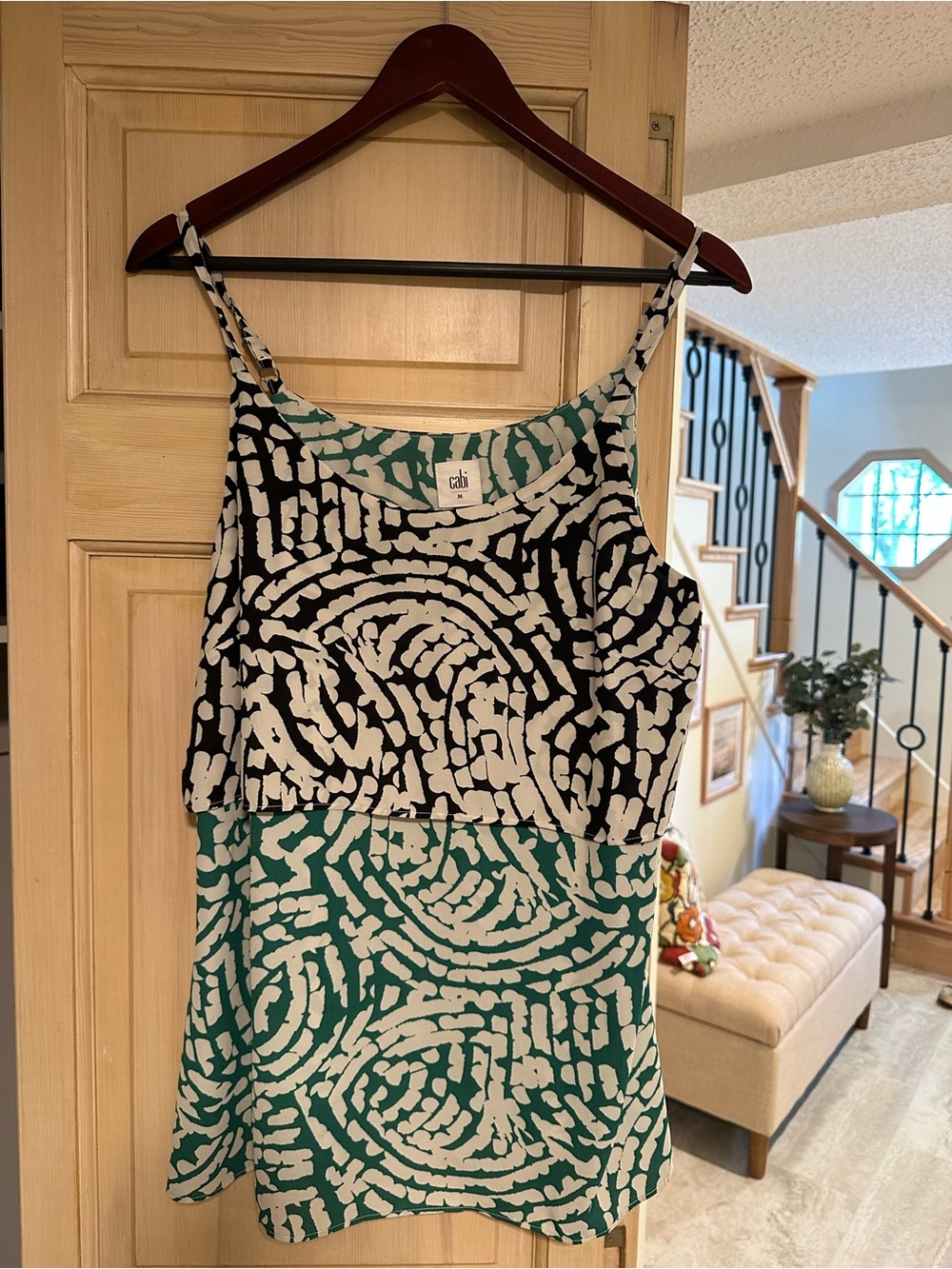CAbi Black & Green Abstract Layered Tank